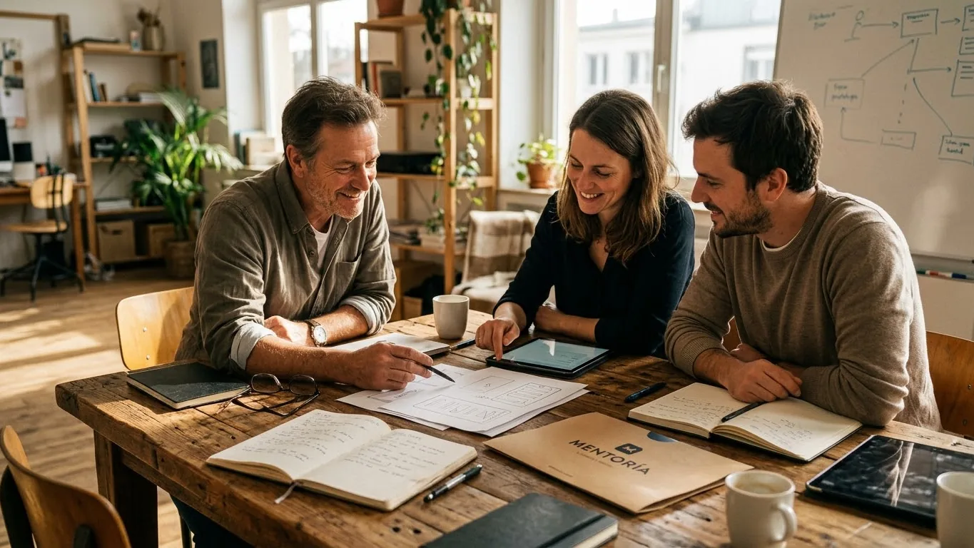 Equipo de trabajo de Mentoría en una sesión cercana con clientes